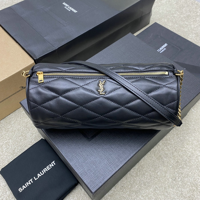 Saint Laurent Lambskin Sade Tube Bag Black 712706