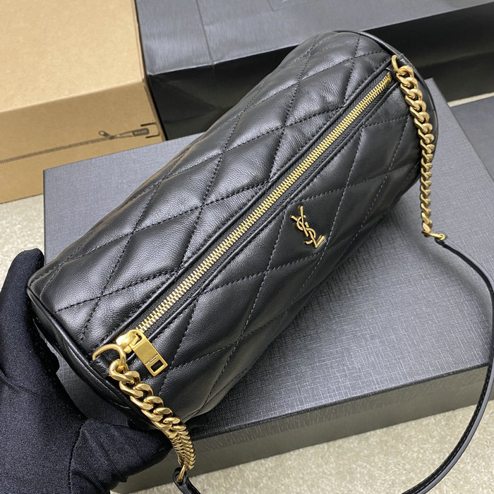 Saint Laurent Lambskin Sade Tube Bag Black 712706