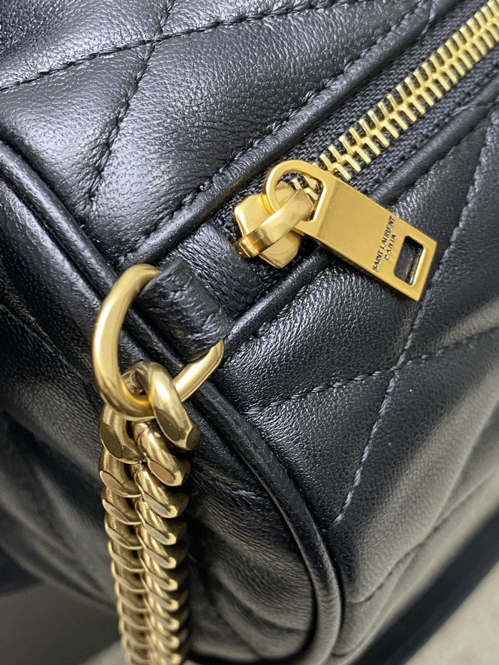 Saint Laurent Lambskin Sade Tube Bag Black 712706