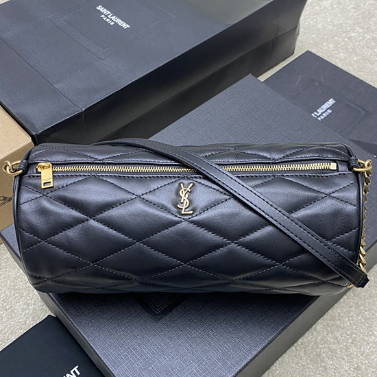 Saint Laurent Lambskin Sade Tube Bag Black 712706