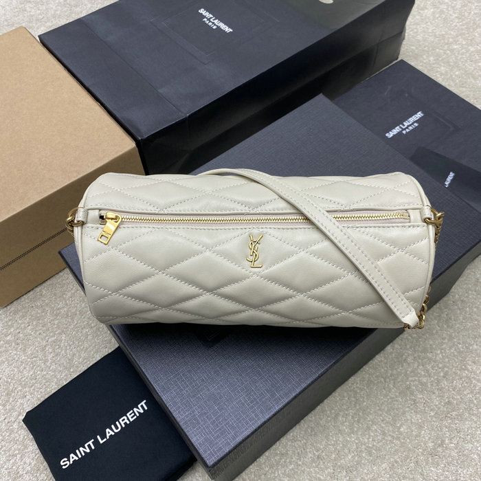 Saint Laurent Lambskin Sade Tube Bag White 712706