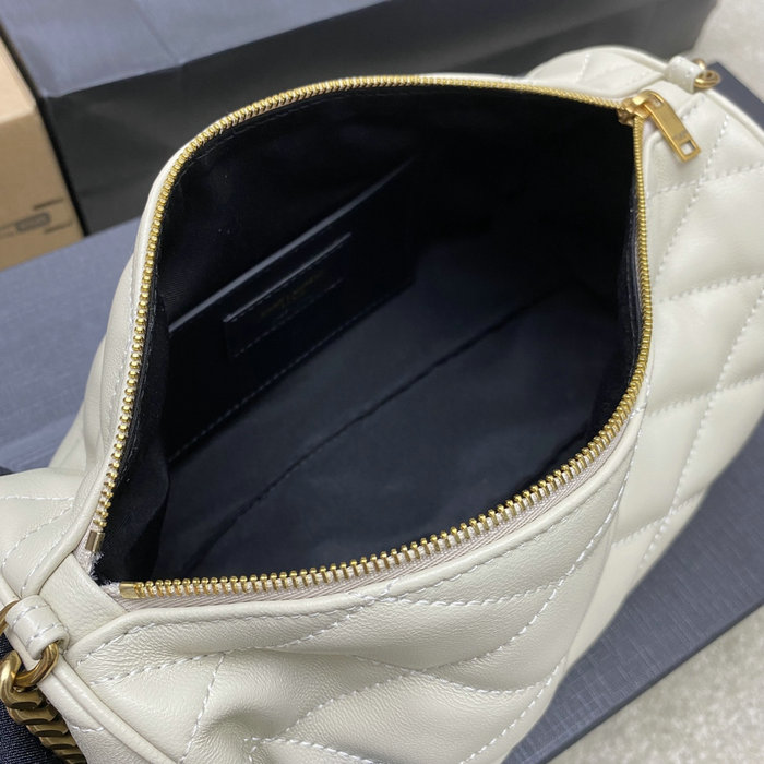 Saint Laurent Lambskin Sade Tube Bag White 712706