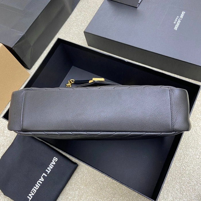Saint Laurent Large Matelasse Leather Shoulder Bag Black with Gold 392738