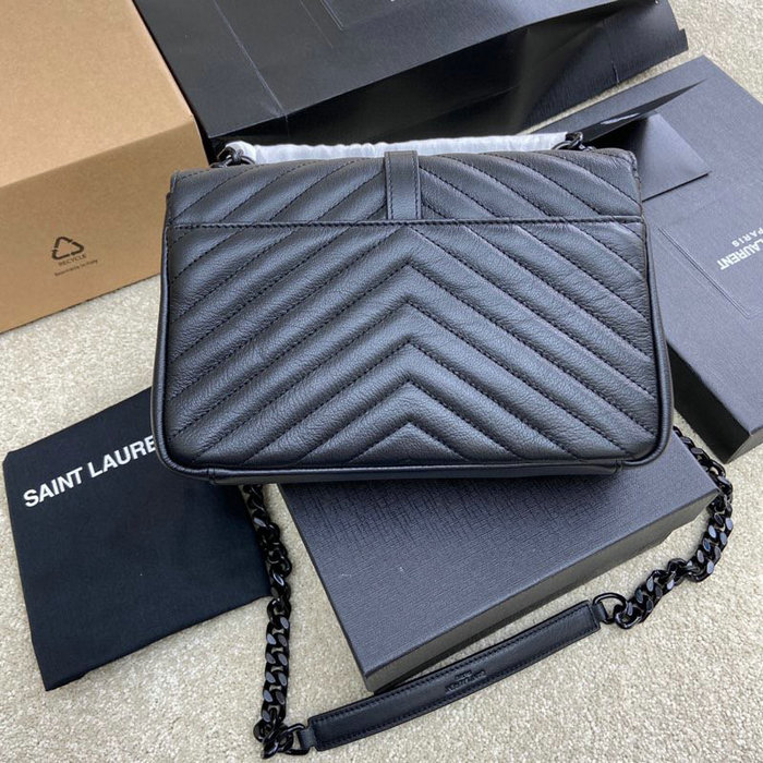 Saint Laurent Medium Matelasse Leather College Bag Black 392737