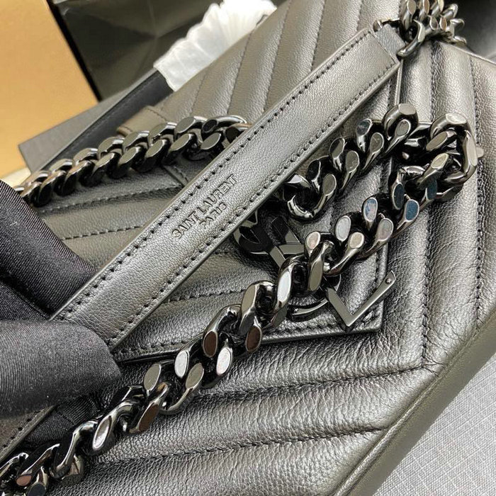Saint Laurent Medium Matelasse Leather College Bag Black 392737