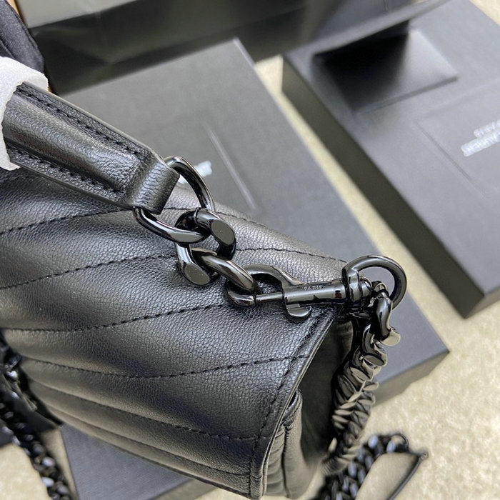 Saint Laurent Medium Matelasse Leather College Bag Black 392737