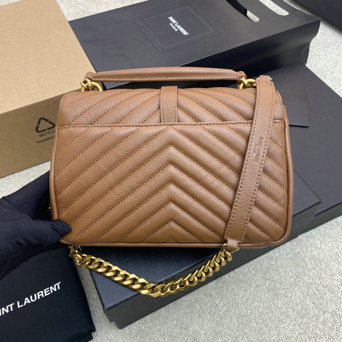 Saint Laurent Medium Matelasse Leather College Bag Brown 392737