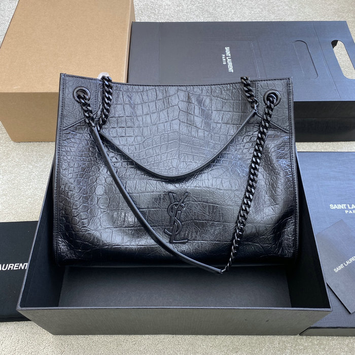 Saint Laurent Niki Medium Shopping Bag in Embossed Crocodile 577999