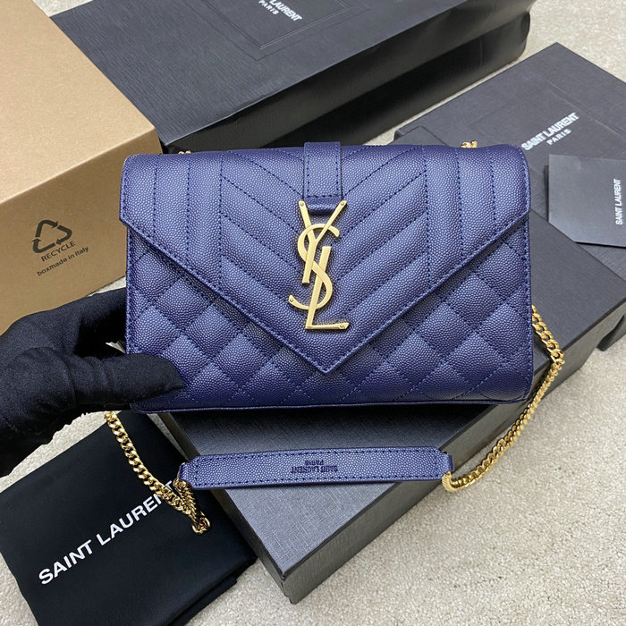 Saint Laurent Small Envelope Shoulder Bag Blue 526286