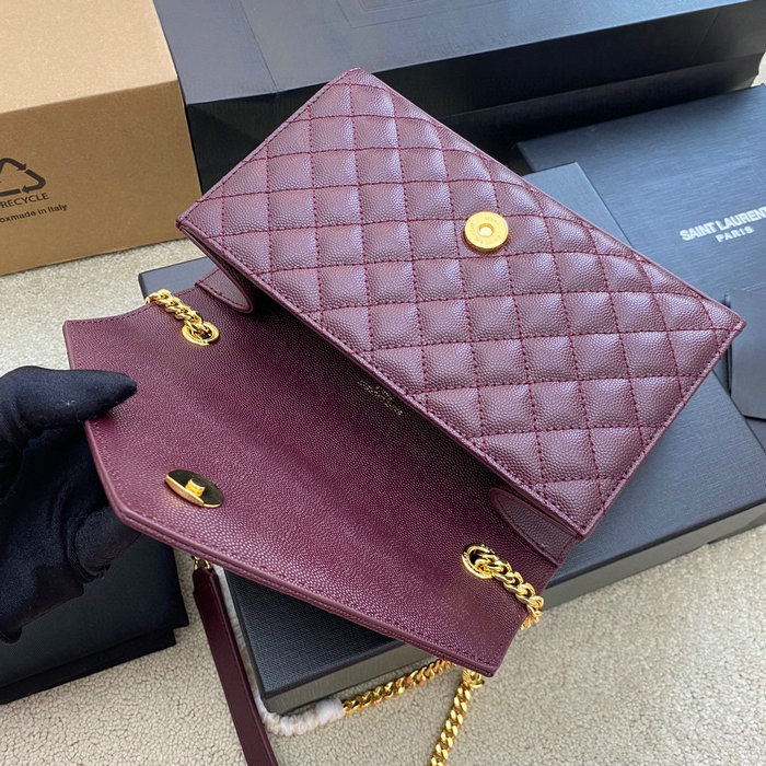 Saint Laurent Small Envelope Shoulder Bag Burgundy 526286