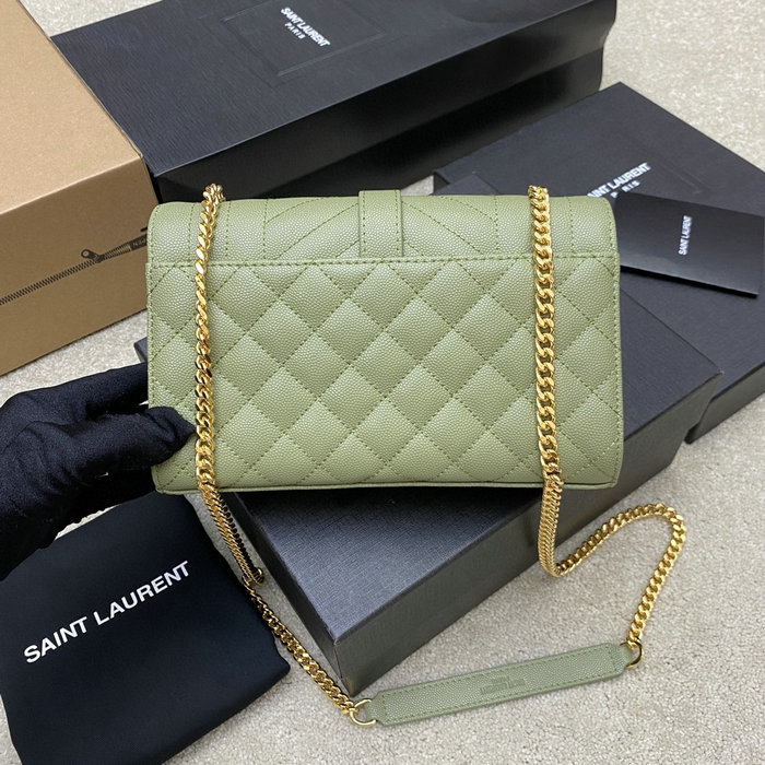 Saint Laurent Small Envelope Shoulder Bag Green 526286