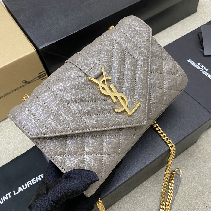 Saint Laurent Small Envelope Shoulder Bag Grey 526286