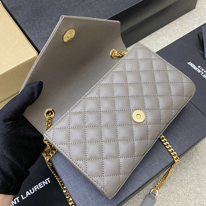 Saint Laurent Small Envelope Shoulder Bag Grey 526286