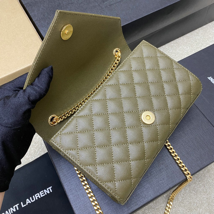 Saint Laurent Small Envelope Shoulder Bag Khaki 526286