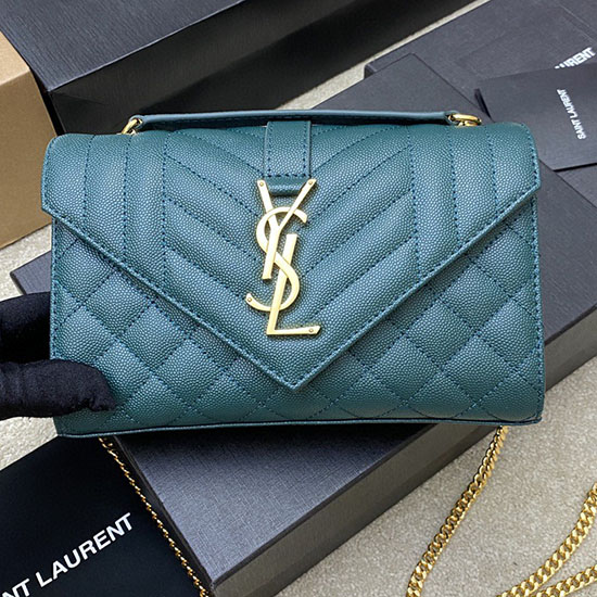 Saint Laurent Small Envelope Shoulder Bag Turquoise 526286