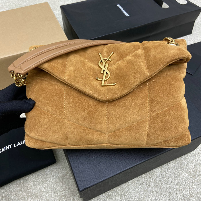 Saint Laurent Suede Small Loulou Shoulder Bag Camel 577476