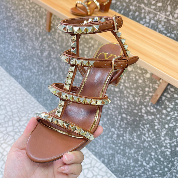 Valentino Garavani Rockstud Sandals Brown SNV073004