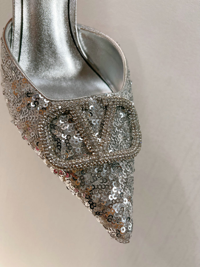 Valentino Sequins Pumps Silver SNV073003