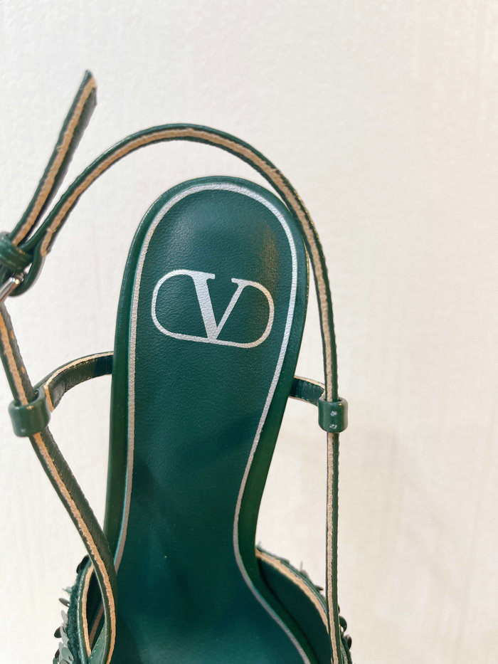 Valentino Sequins Slingback Pumps Green SNV073002