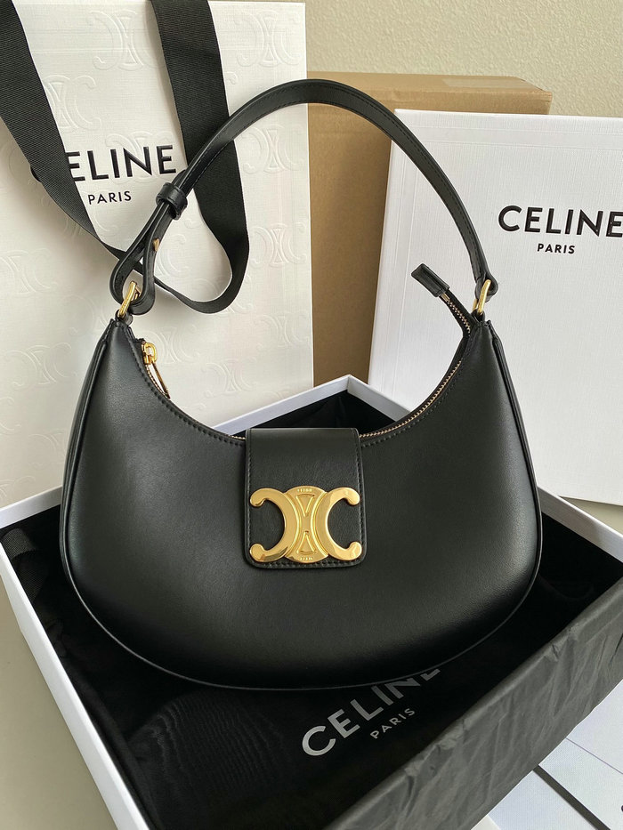 Celine Ava Triomphe Soft Bag Black C35033