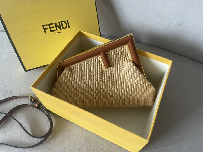 Fendi First Small Natural straw bag C129