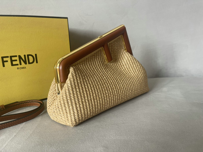 Fendi First Small Natural straw bag C129