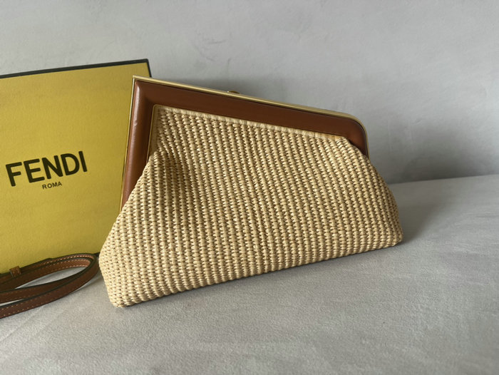 Fendi First Small Natural straw bag C129