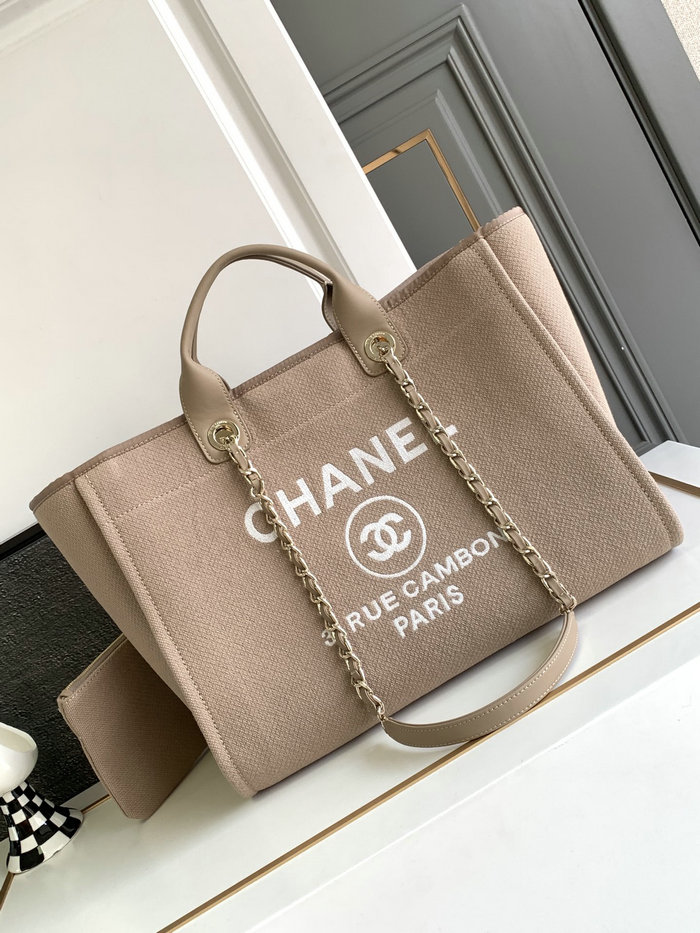 Large Chanel Canvas Shopping Bag Beige AS66941