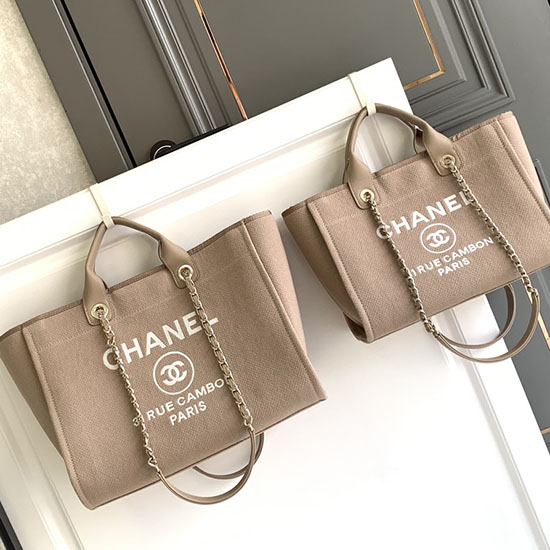 Large Chanel Canvas Shopping Bag Beige AS66941