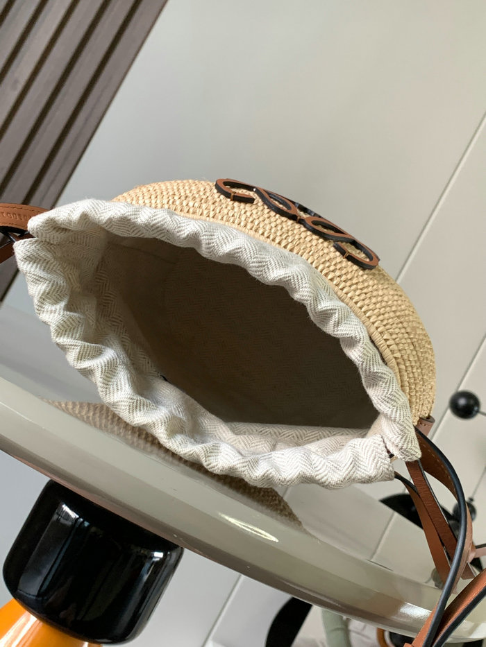 Loewe Beehive Basket bag in raffia and calfskin L8002