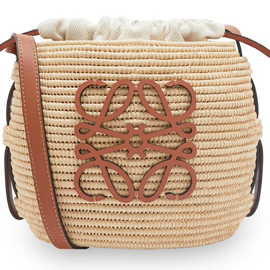 Loewe Beehive Basket bag in raffia and calfskin L8002