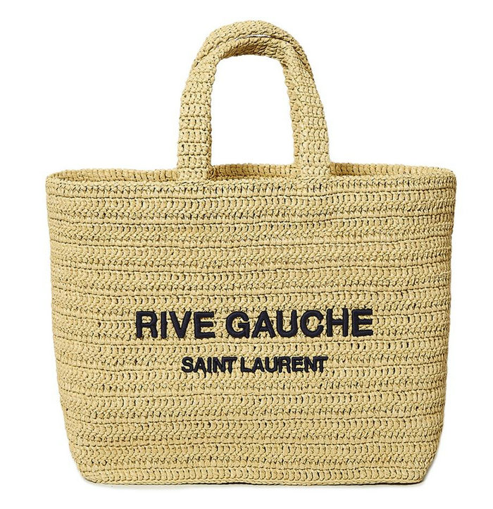 Saint Laurent Raffia Rive Gauche Tote Bag Beige 688864
