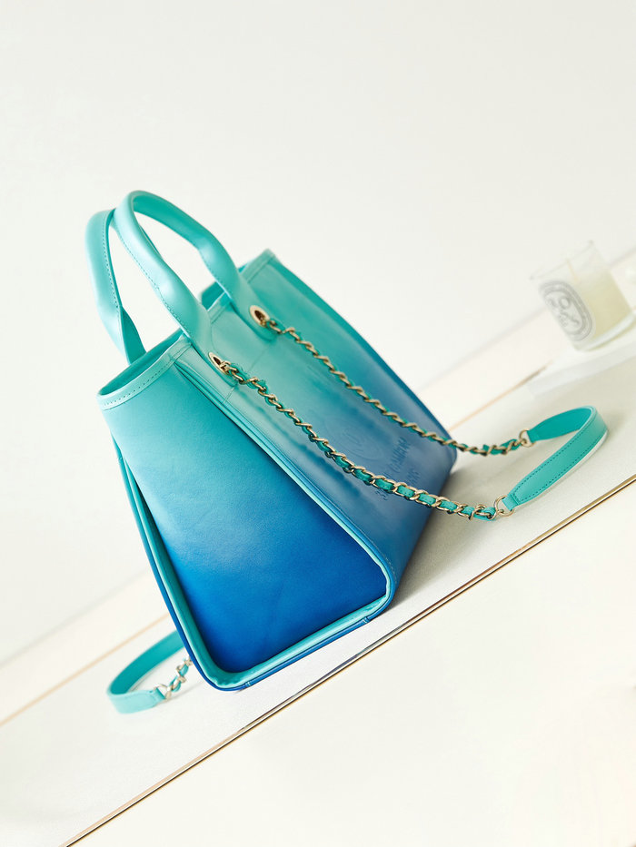 Small Chanel Calfskin Shopping Bag Blue AS3257