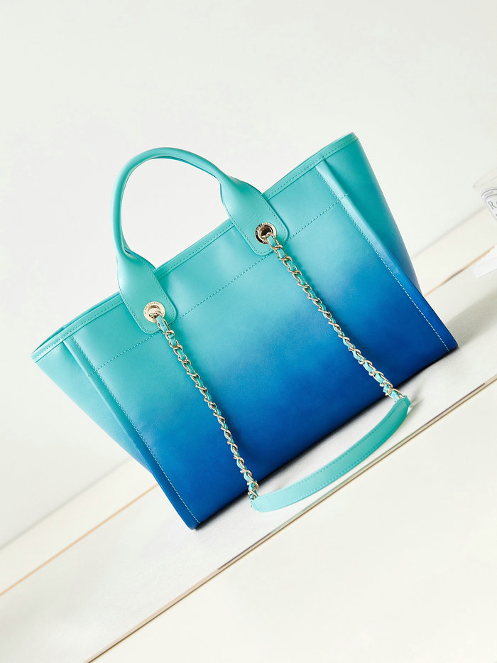 Small Chanel Calfskin Shopping Bag Blue AS3257