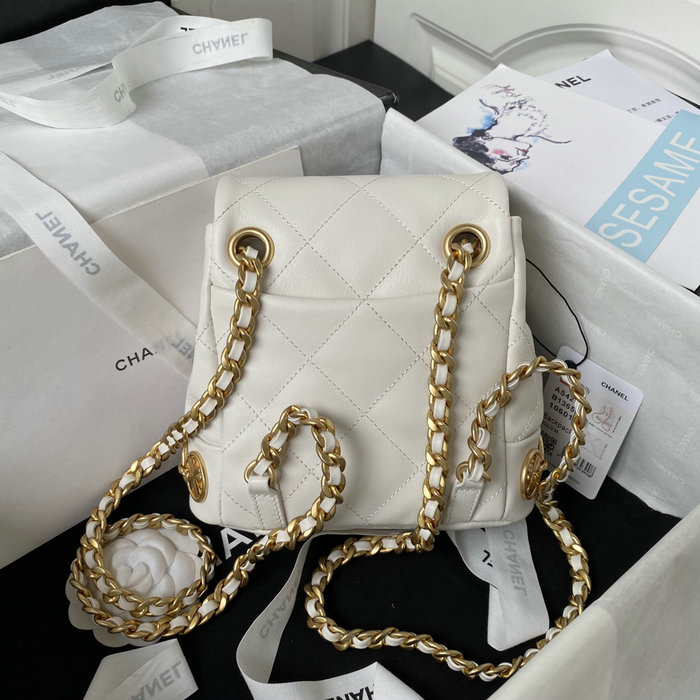 Chanel Calfskin Small Backpack White AS4275
