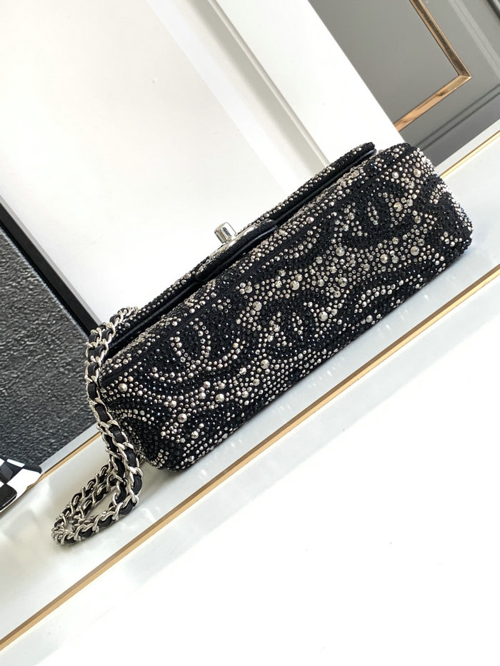 Chanel Small Flap Evening Bag With Crystal Black AS23