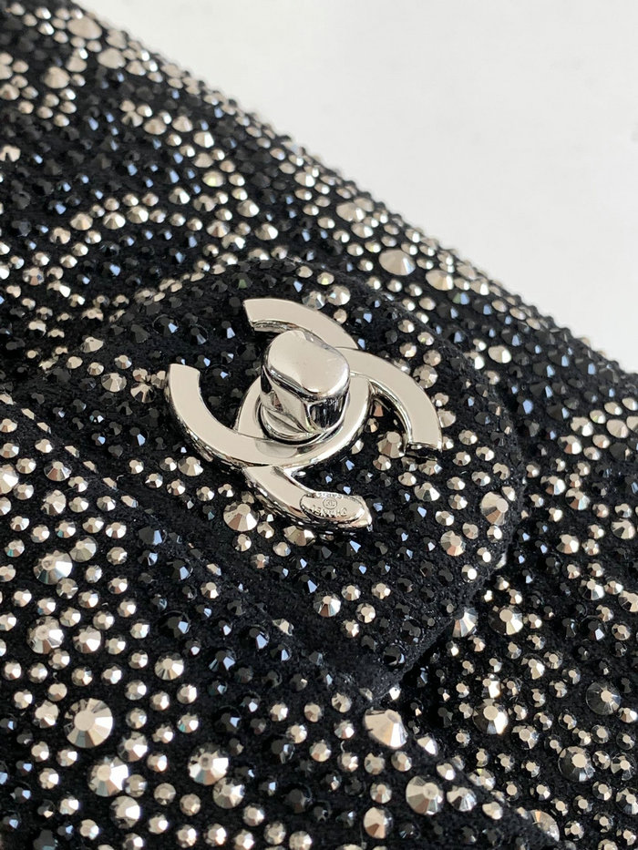 Chanel Small Flap Evening Bag With Crystal Black AS23