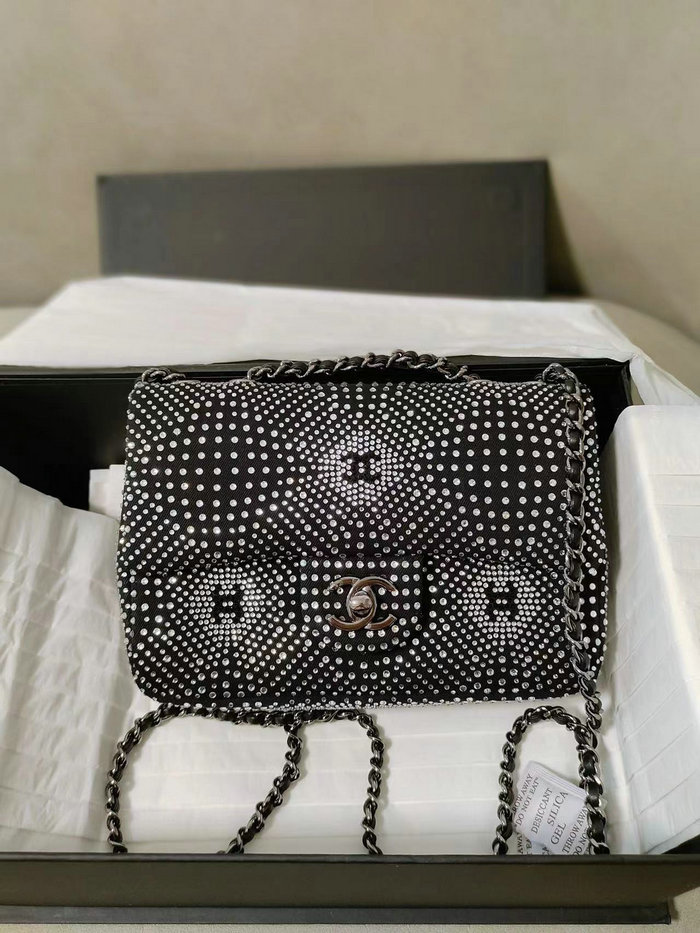 Chanel Small Flap Evening Bag With Crystal Black AS2320