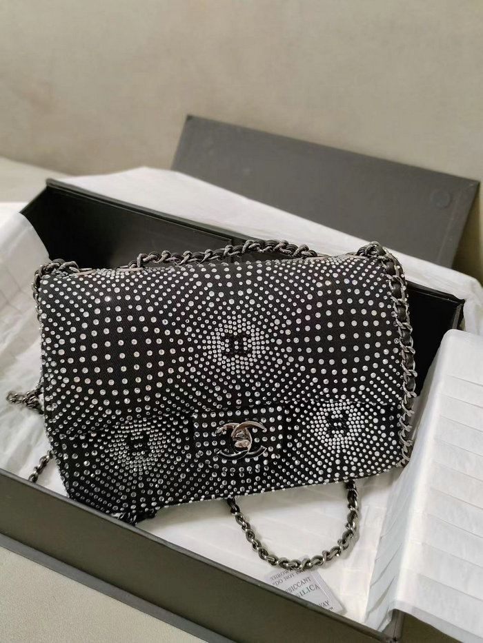 Chanel Small Flap Evening Bag With Crystal Black AS2320