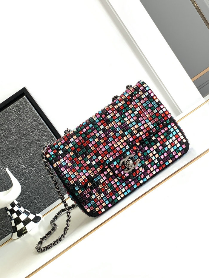 Chanel Small Flap Evening Bag With Crystal Multicolor AS23