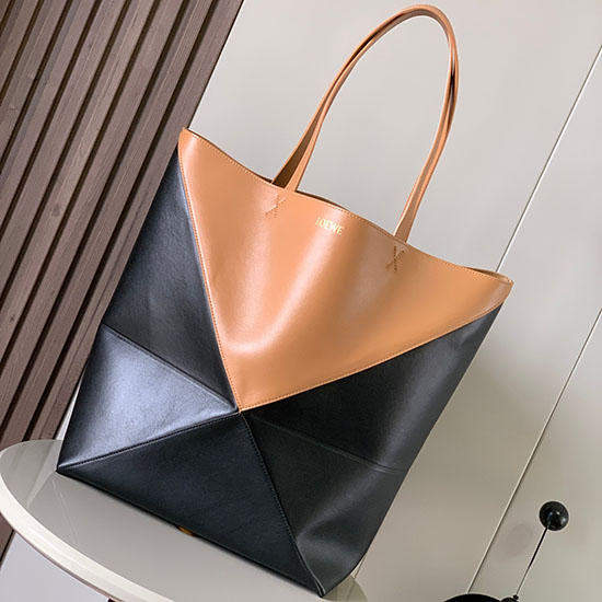 Loewe Large Puzzle Fold Tote Black and Brown L9033