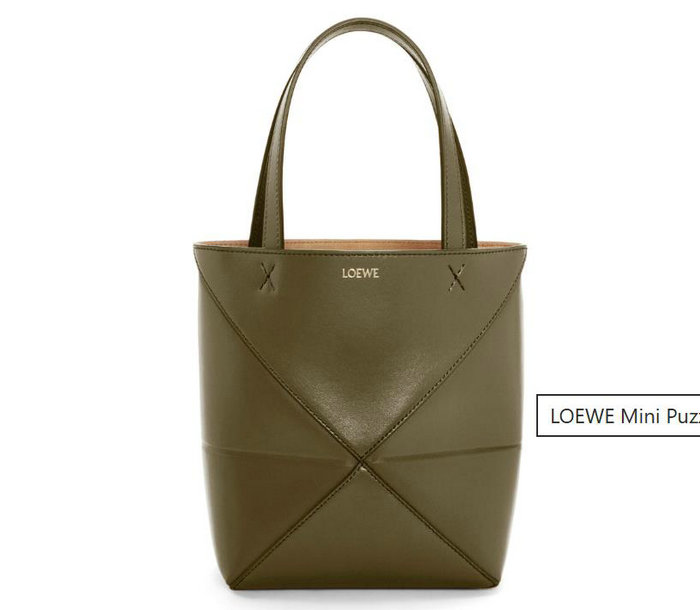 Loewe Mini Puzzle Fold Tote Khaki L9030