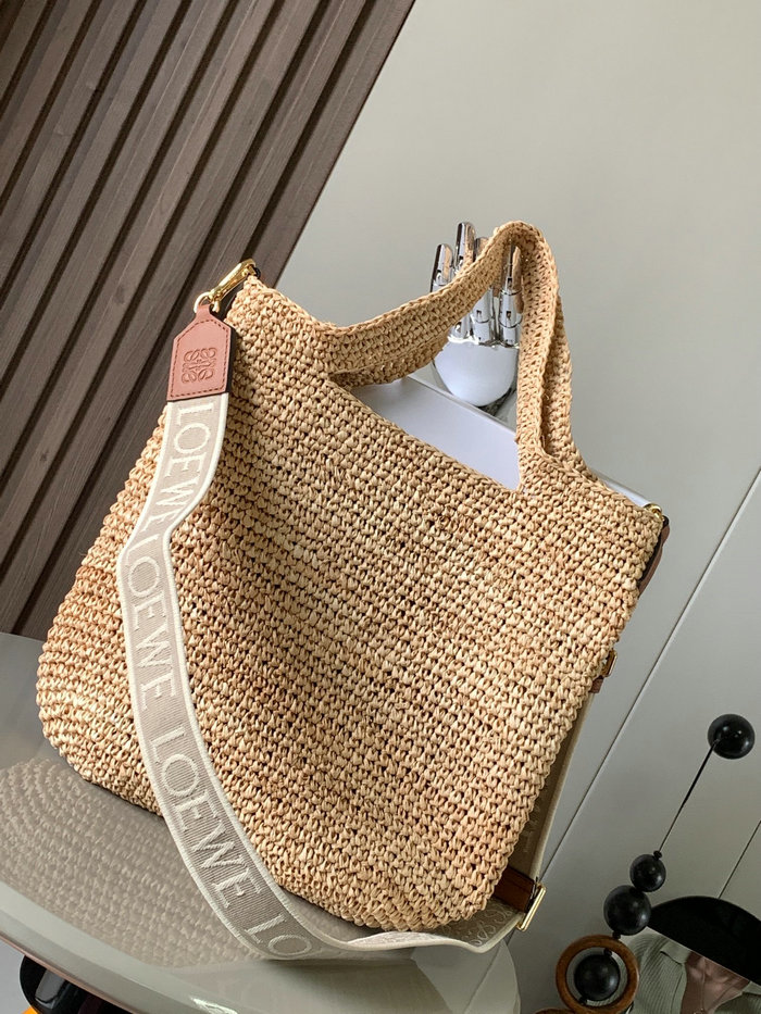 Loewe Slit Raffia & Calfskin Tote L8003