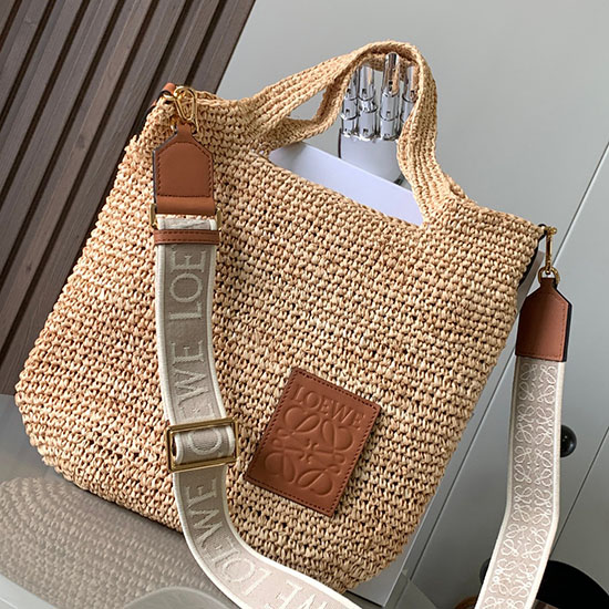 Loewe Slit Raffia & Calfskin Tote L8003