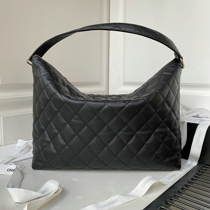 Medium Chanel Calfskin Hobo Bag Black AS4339