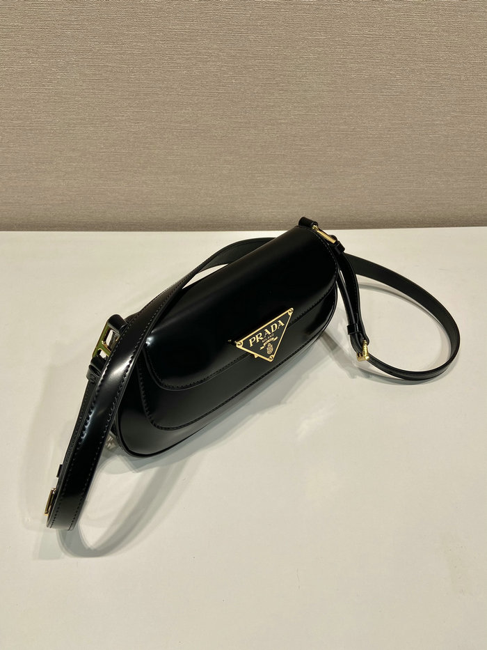 Prada Brushed leather shoulder bag Black 1BD345