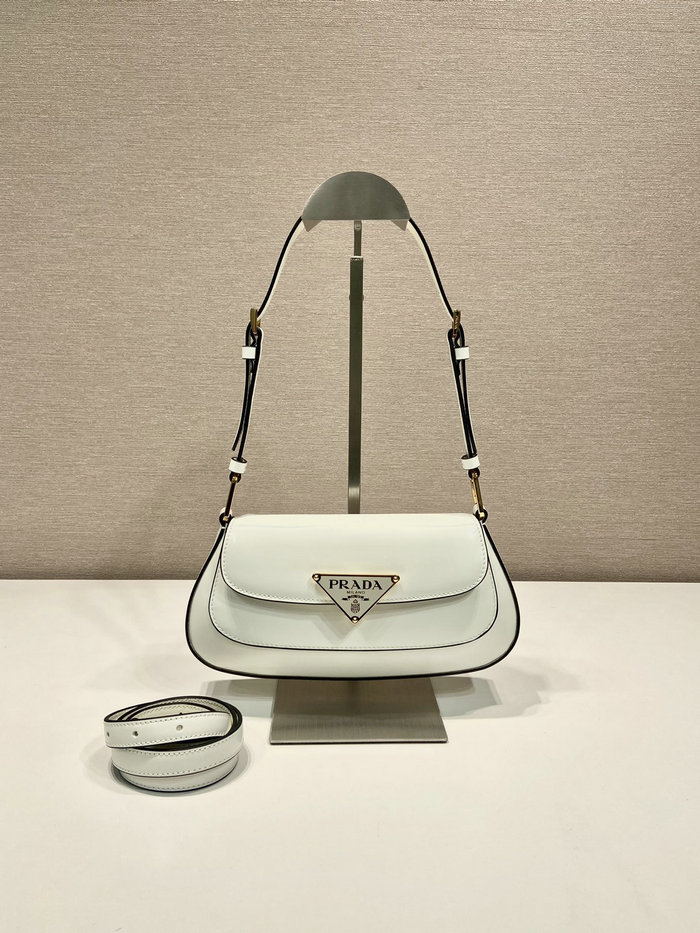 Prada Brushed leather shoulder bag White 1BD345