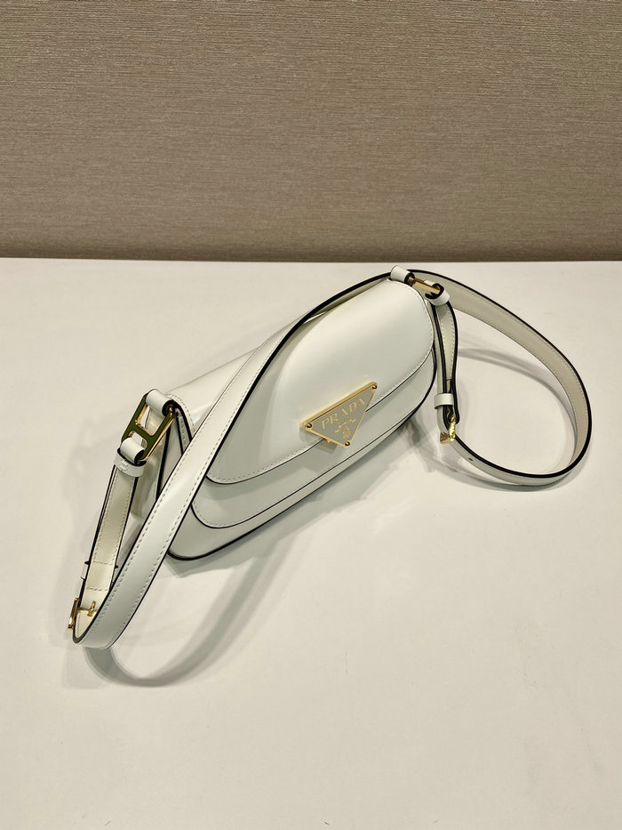 Prada Brushed leather shoulder bag White 1BD345