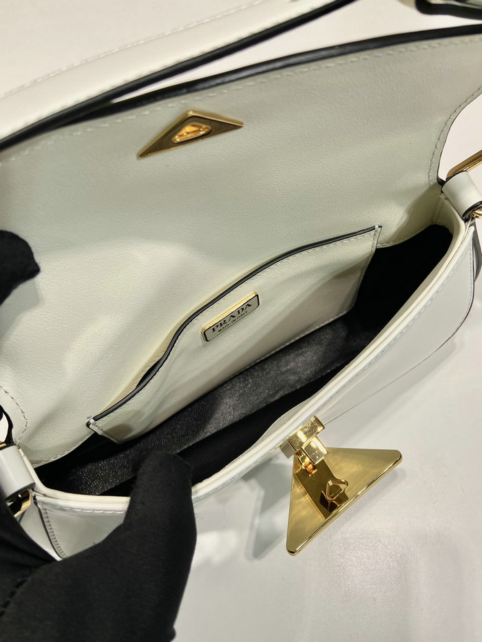 Prada Brushed leather shoulder bag White 1BD345