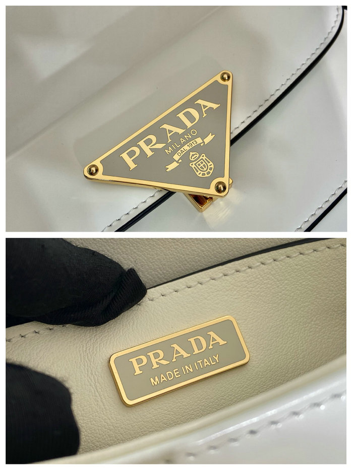 Prada Brushed leather shoulder bag White 1BD345